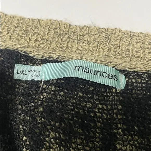 Maurices Boho Southwestern Knit Pancho Shawl W/ Fringe Sweater Women's Size L/XL - Picture 10 of 13